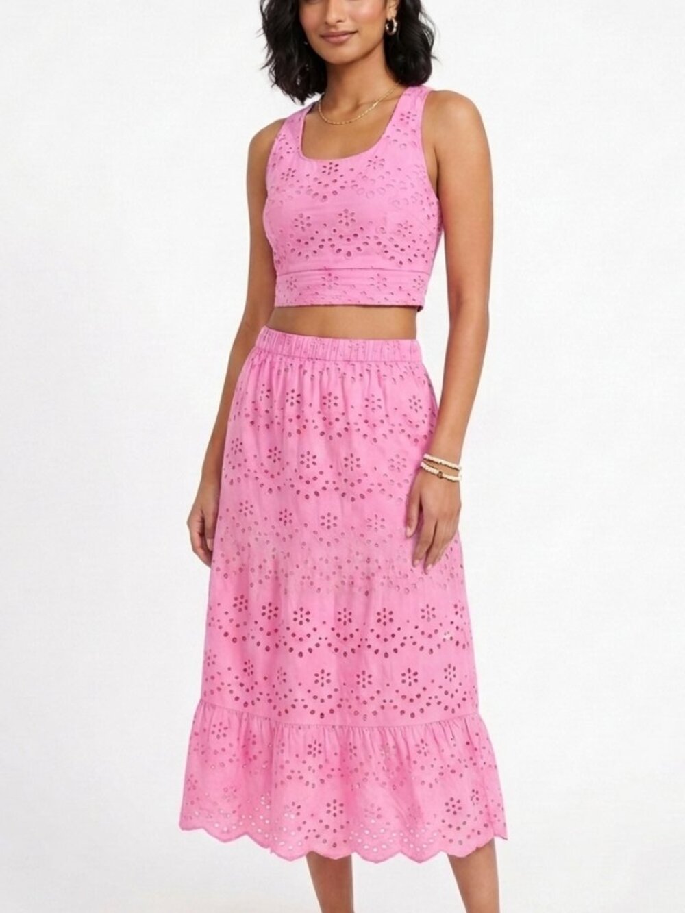 Calypso St. Barth Pink Eyelet Two-Piece Matching Set Women's Size M
